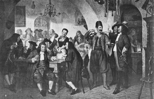 KOLSCHITZKY, THE GREAT BROTHER-HEART, IN HIS BLUE BOTTLE CAFÉ, VIENNA, 1683