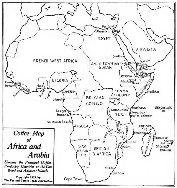 Coffee Map of Africa and Arabia